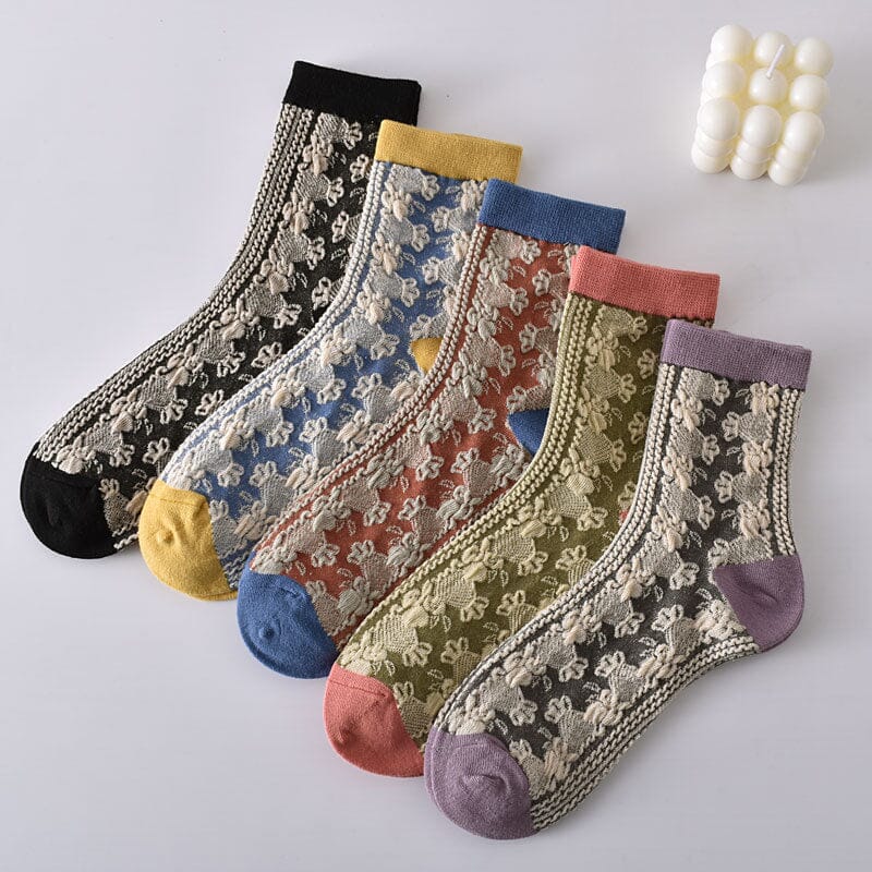 Damen Baumwollsocken mit Blumenmuster, 10 Paar, für den Alltag und Freizeitoutfits | Lersk