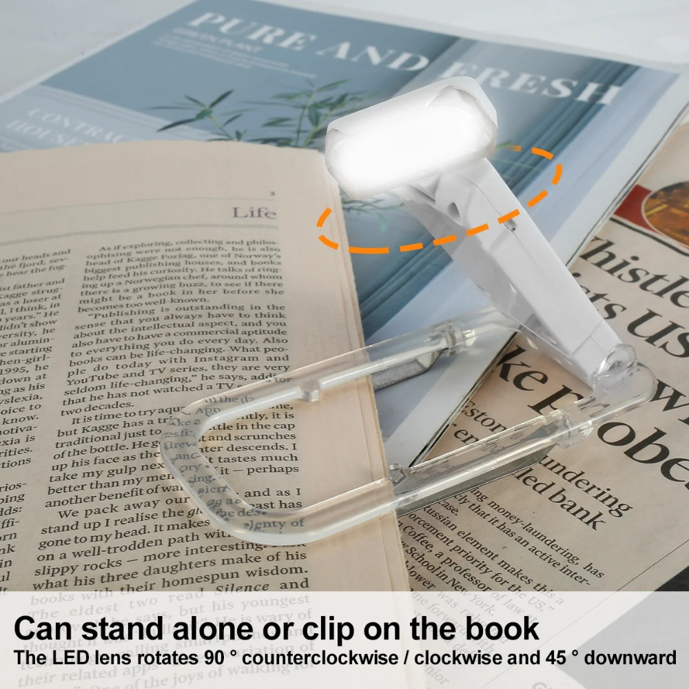 LumaLeaf USB Rechargeable Adjustable LED Clip-On Book Light | Lersk