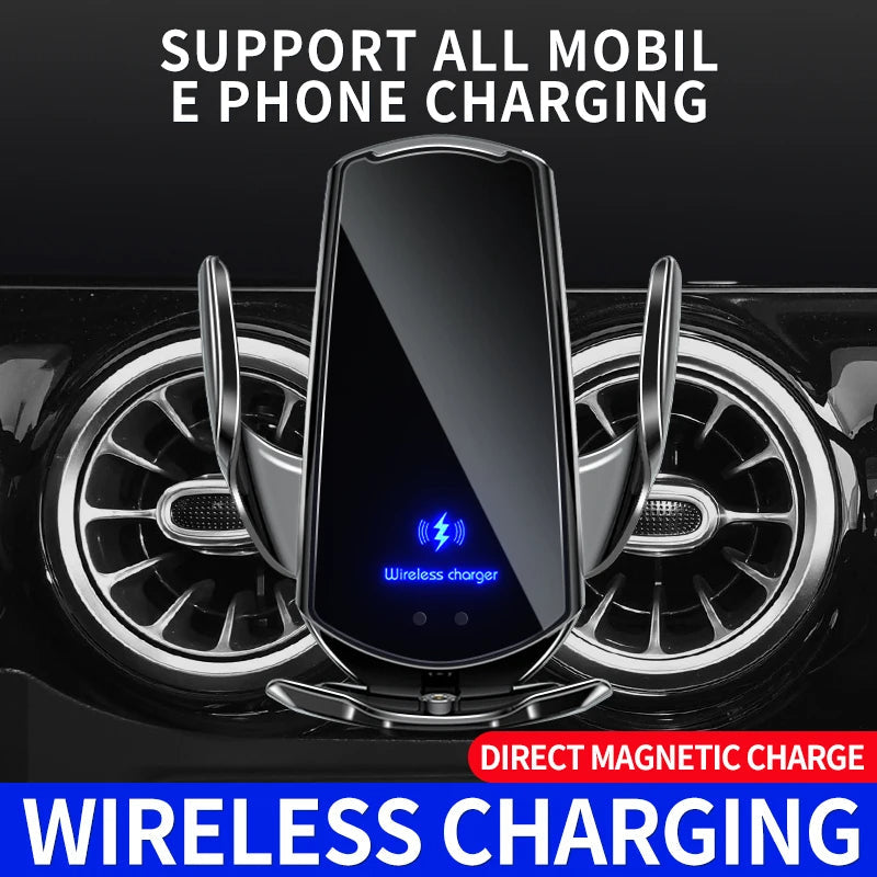 Carregador Sem Fios 2 em 1 para Carro e Suporte para Telemóvel com Fixação Automática, Ajustável, Carregamento Rápido, Compatibilidade Universal | Lersk