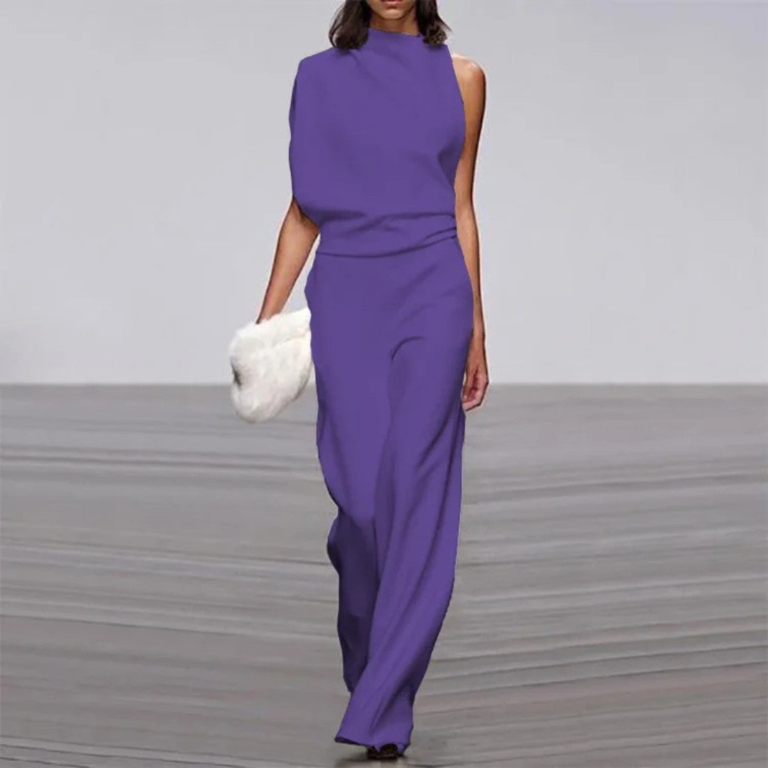 Elegant ærmeløs jumpsuit med skræddersyet pasform og vid ben-silhuet Jumpsuit-stil | Lersk