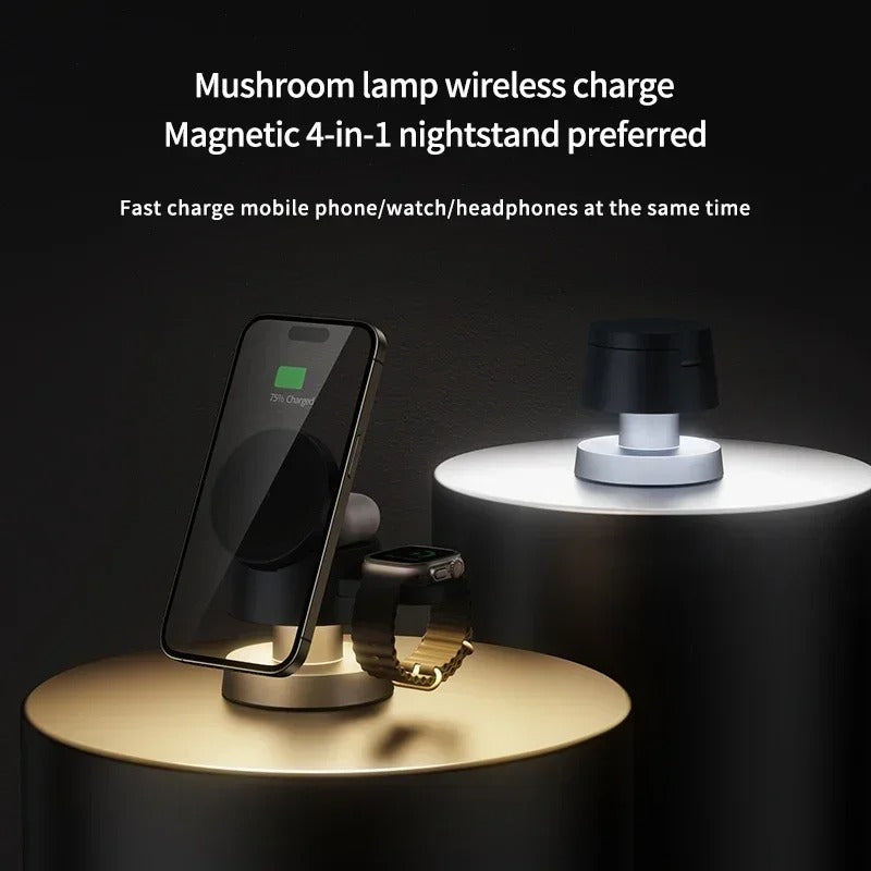 LuminaFlex Caricatore Wireless Magnetico 4-in-1 con Luce Notturna | Lersk