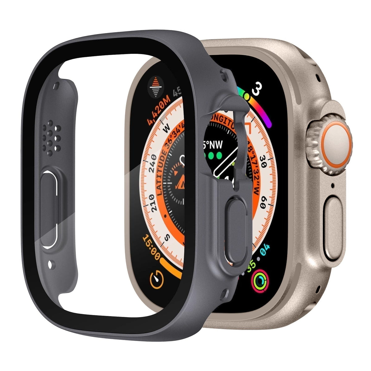 NovaGuard Apple Watch Ultra Case With Clear Tempered Glass Screen Protector