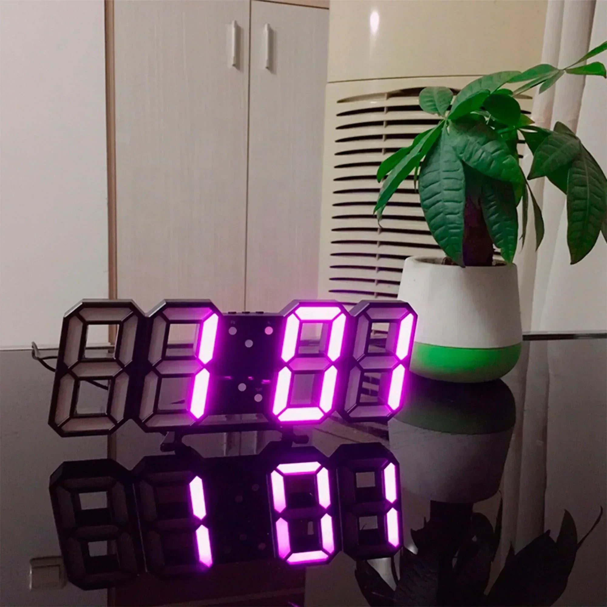 ساعة حائط رقمية ثلاثية الأبعاد LED بتصميم عصري، وظيفة تعتيم، ورؤية مثالية | Lersk