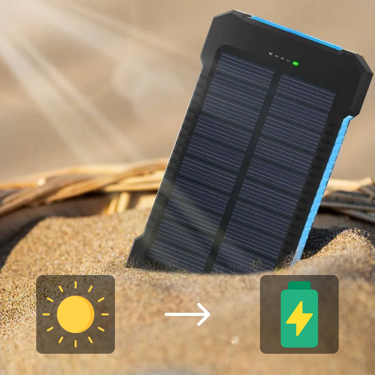 SolaraGuard 50000mAh solcelle-powerbank til udendørs brug, vandtæt med dobbelte USB-porte | Lersk