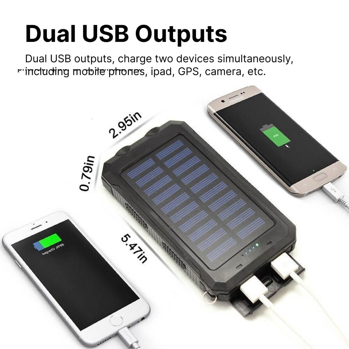 SolaraGuard 50000mAh solcelle-powerbank til udendørs brug, vandtæt med dobbelte USB-porte | Lersk