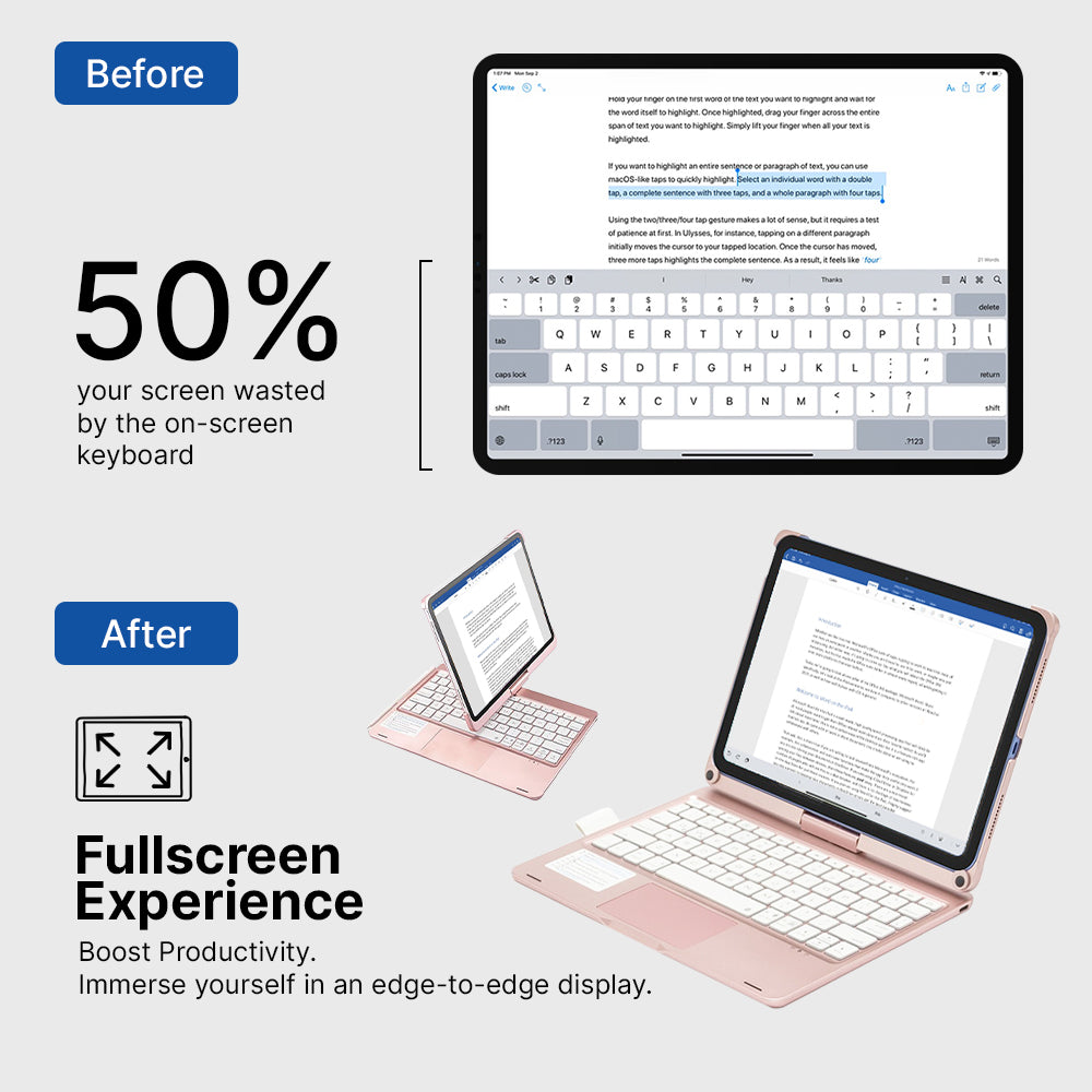 Bezdrátové klávesnicové pouzdro pro iPad s otočným designem pro nadšence iPadu a uživatele tabletů | Lersk