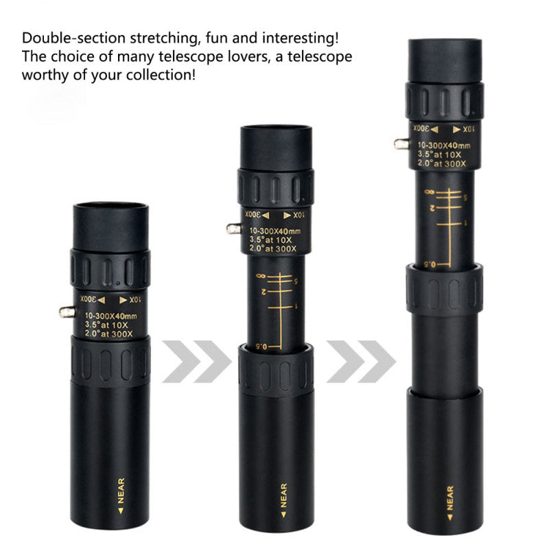 High-Power Monocular Telescope 10–300X Zoom, Night Vision, Waterproof, Smartphone Adapter Compatible | Lersk