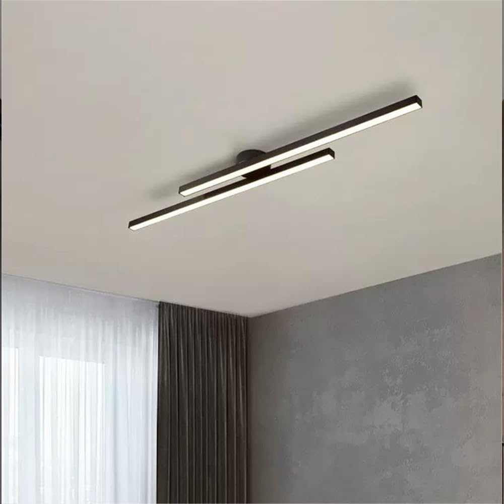 LumenVale Minimalistyczna aluminiowa lampa sufitowa LED półplafon do salonu | Lersk