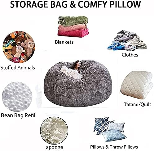 Giant Five Foot Fluffy Fuskepels Saccosekktrekk Ultra Myk Lounge Sofa (Kun Trekk) | Lersk
