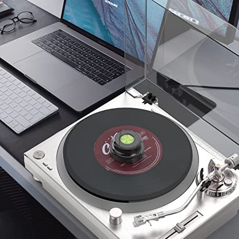 Vinyl Record Weight Stabilizer Clamp with Bubble Level and Soft Base Pad for LP Turntables | Lersk