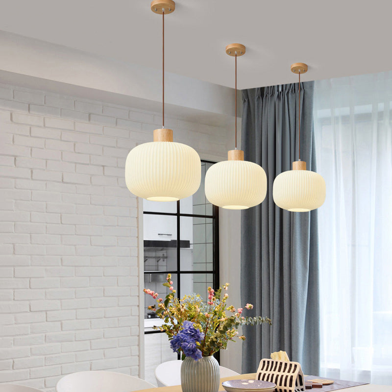 TimberGlow Wood and Glass Pendant Lamp with LED Lighting | Lersk