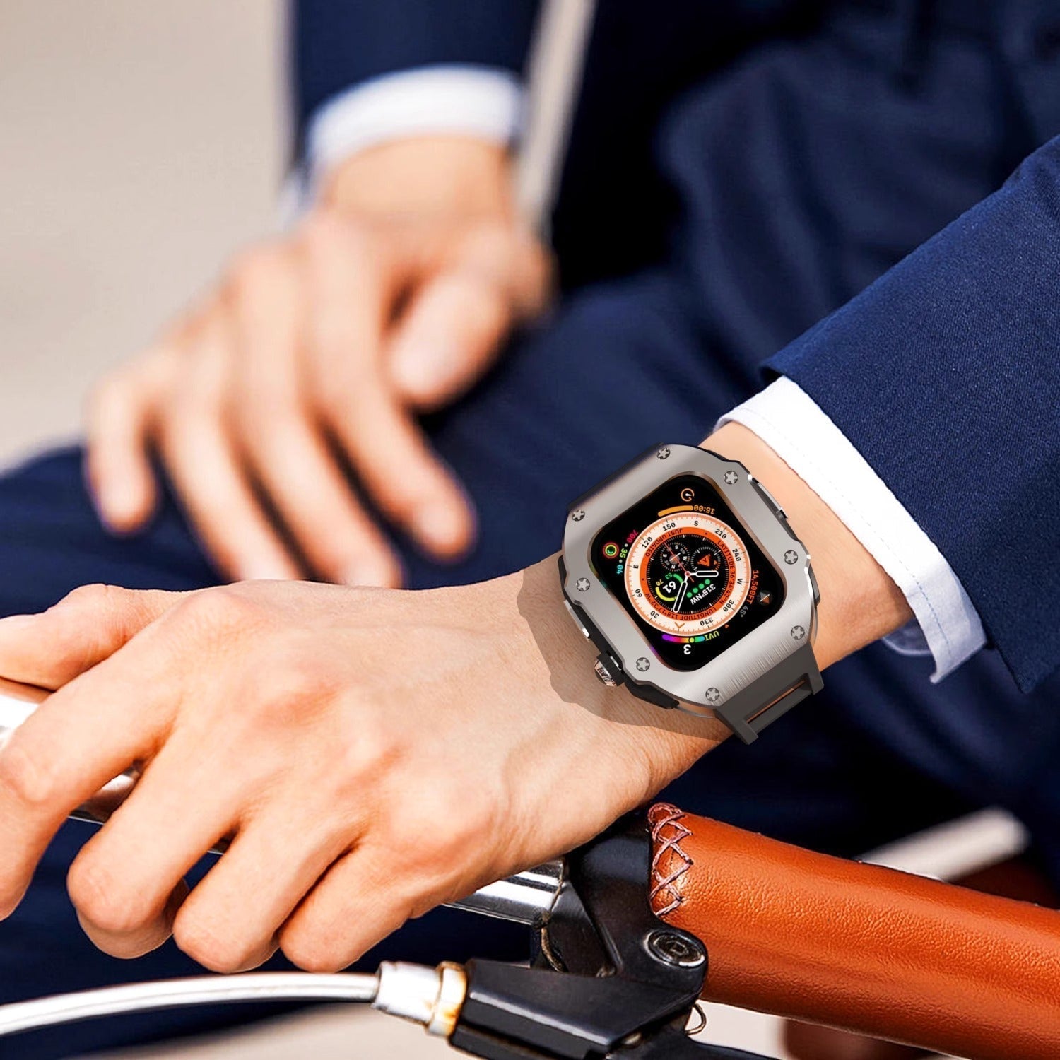Ravelle Series | Fluororubber Band & Stainless Steel Case for Apple Watch Ultra | Lersk