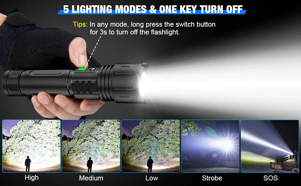 ApexLumen 100K Lumens Tactical Flashlight, Rugged Pro | Lersk