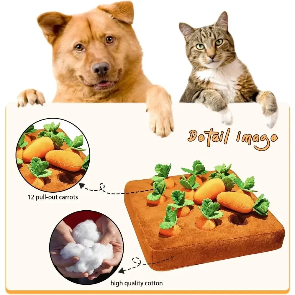 Tappetino Annusa Carota per Cani Giocattolo Interattivo in Peluche per Stimolazione Mentale | Lersk