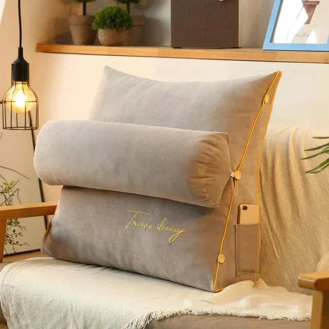 Wedge Back Support Pillow With Neck Roll For Reading, Working And Lounging On Any Chair Or Bed | Lersk