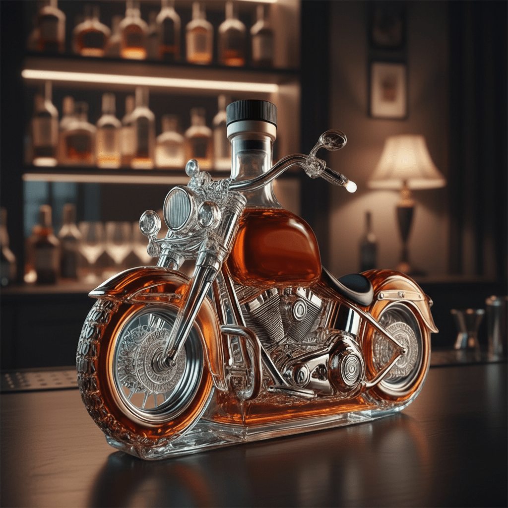 V-Twin Motorrad Whiskey-Dekanter Glasflasche Bar-Dekor | Lersk