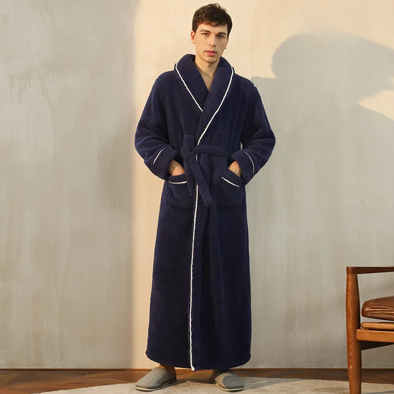 CozyFlannel zimní župan s páskem a klopovým límcem | Lersk