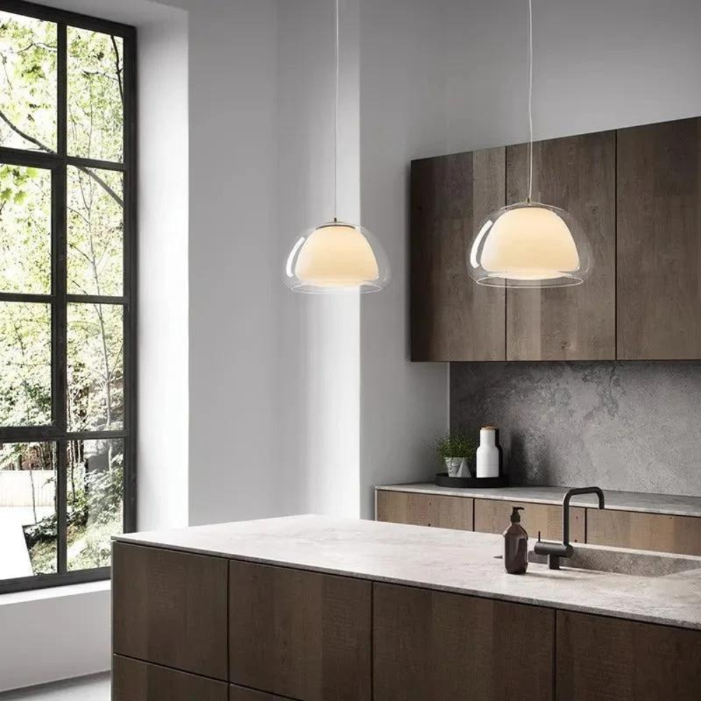 Luminex | Dobbelt glas kuppelpendel med blødt skær | Lersk