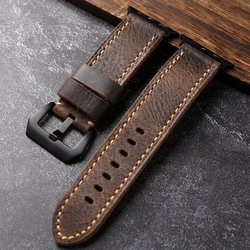 Cinturino artigianale in pelle bovina pieno fiore per Apple Watch | Lersk
