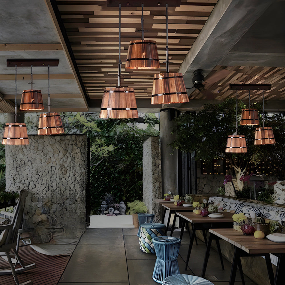 CaskGlow Wooden Bucket Pendant Light for Bars and Cafes | Lersk