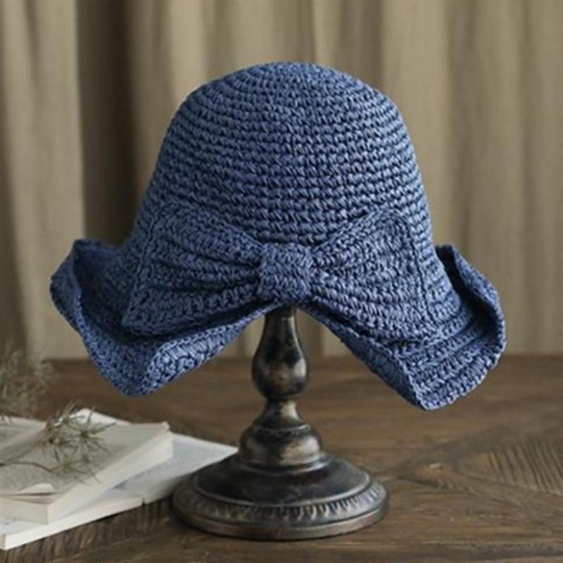 Retro Folding Straw Hat With Bow Retro Folding Straw Hat With Bow Retro Folding Straw Hat With Bow | Lersk