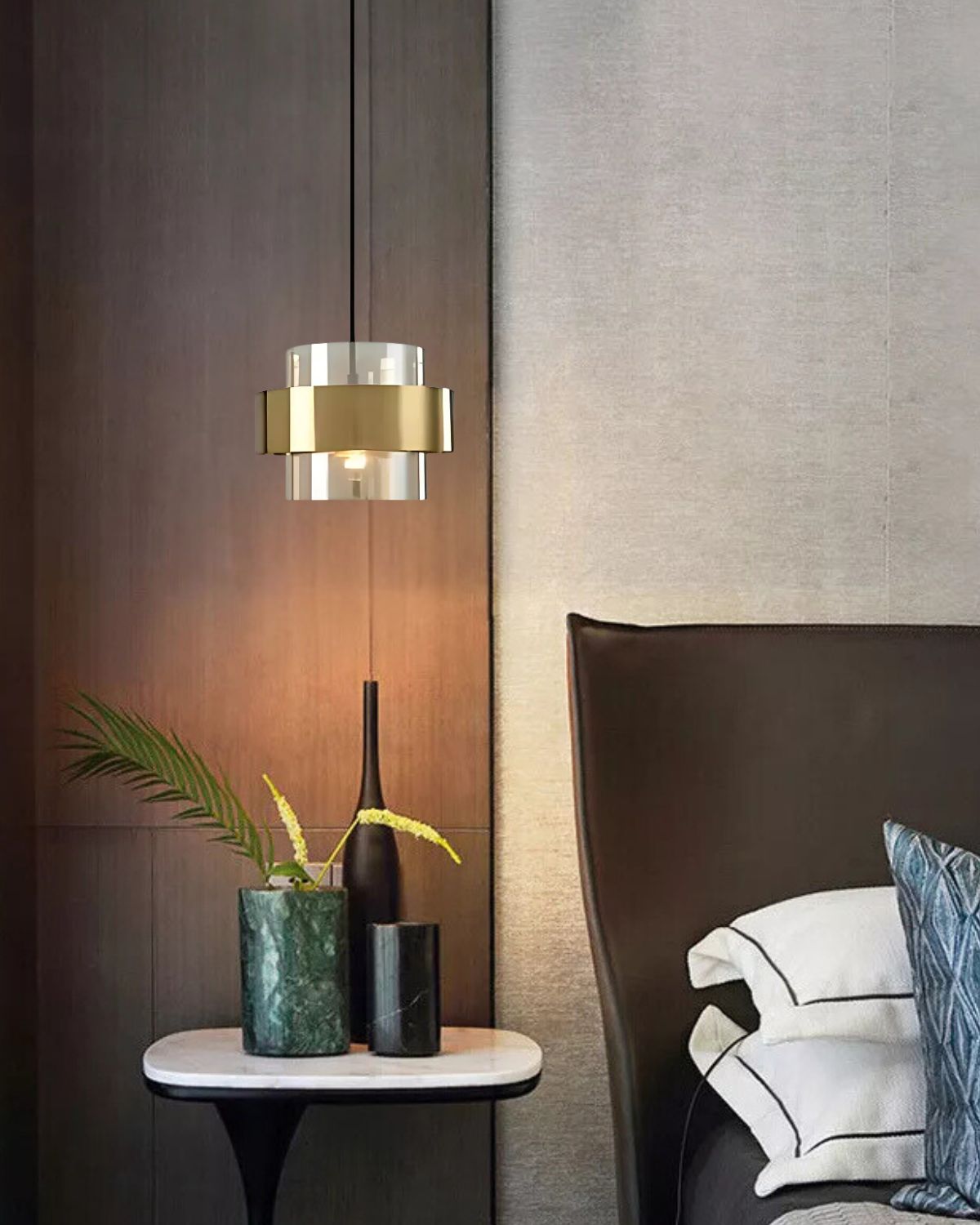 Solara Gold Glass Pendant Light with Industrial Edge | Lersk