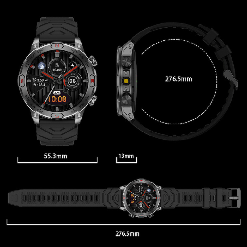PinnacleX Pro Smartwatch mit GPS, Herzfrequenz-, SpO2-, Blutdruck- und Stressüberwachung | Lersk
