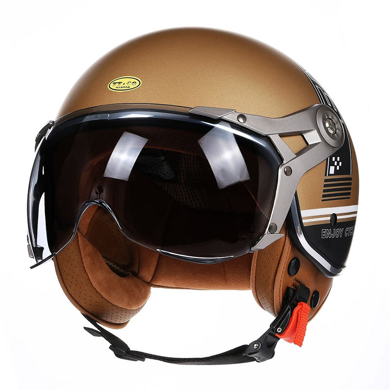 LyraJet Vintage Racer Helmet With Bubble Visor Shield | Lersk