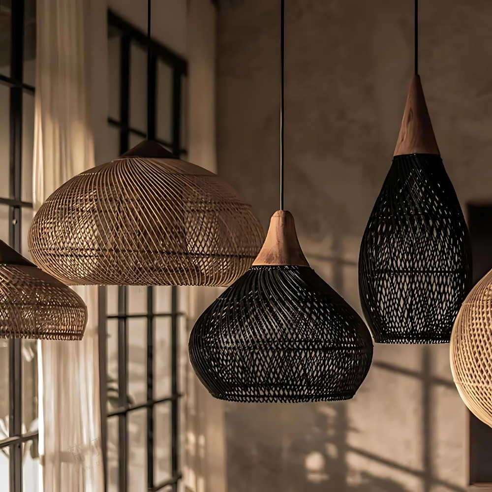 Asterra Handwoven Rattan Pendant Light Boho Ceiling | Lersk