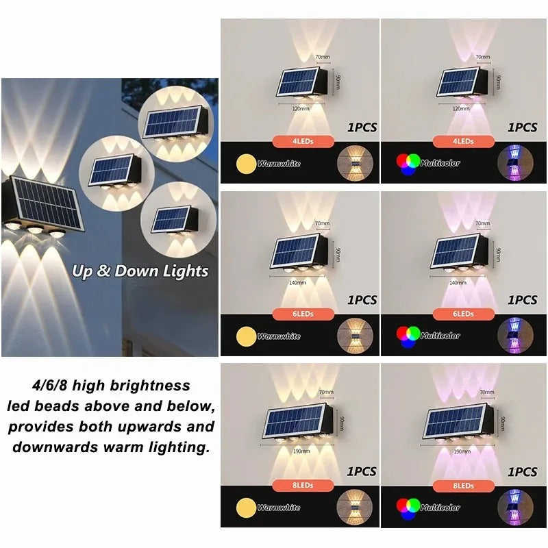 Solar Powered Outdoor Wall Light With Up And Down LED Waterproof For Garden | Lersk