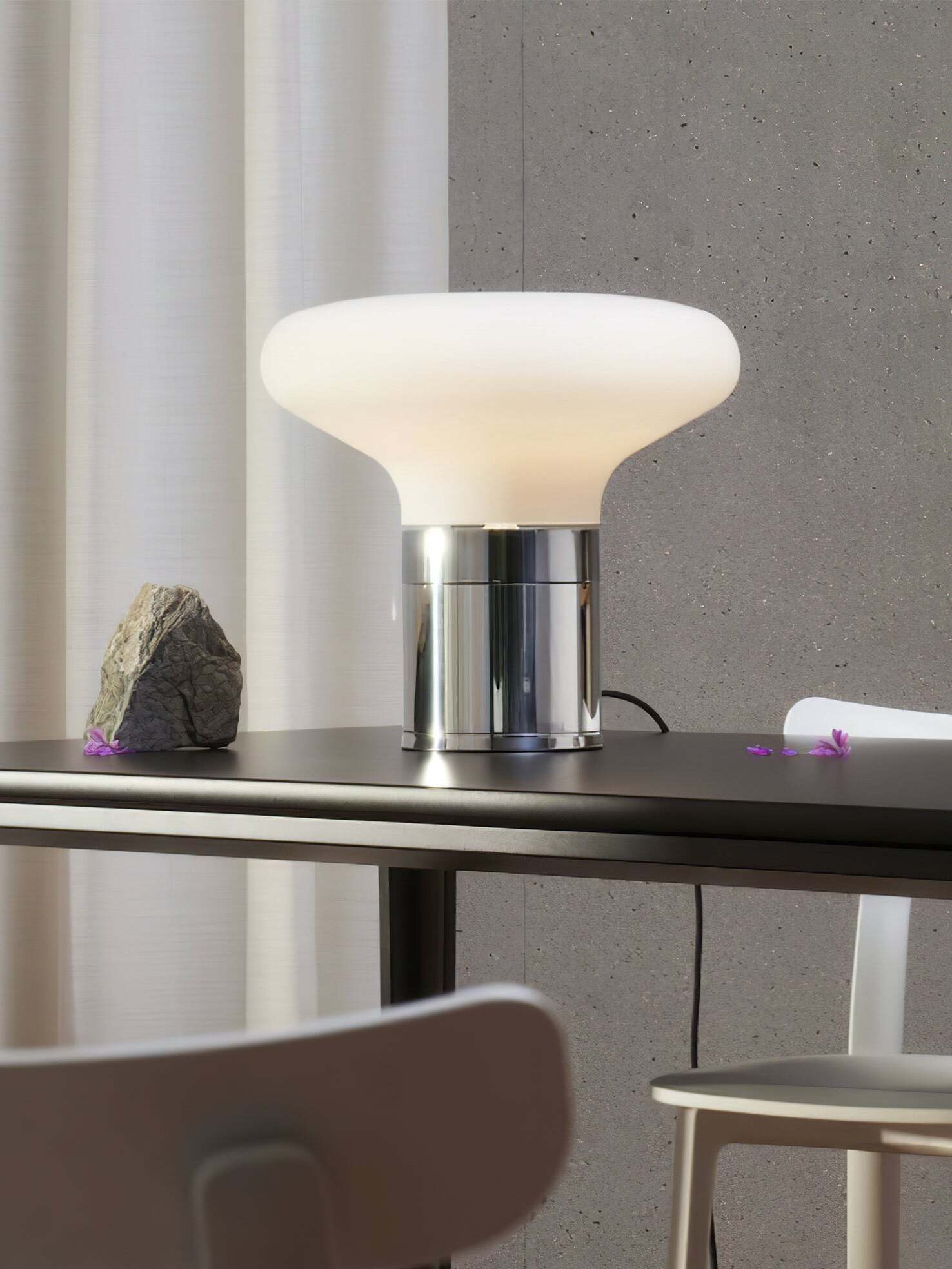 Modern Glass Table Lamp With Chrome Base - StudioAura Ambience | Lersk