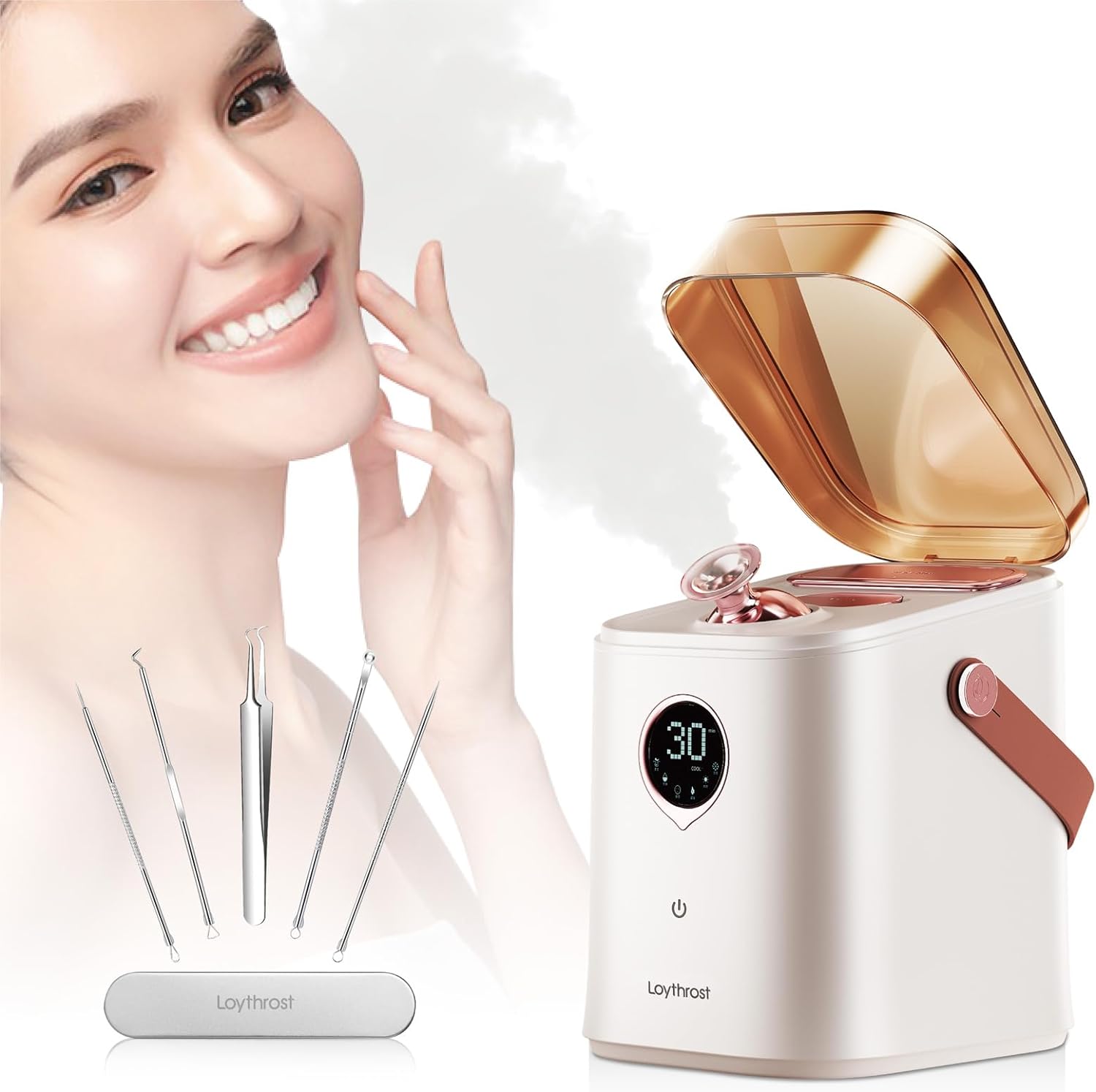 AureaGlow 6-In-1 Ionic Facial Steamer For Deep Cleansing | Lersk