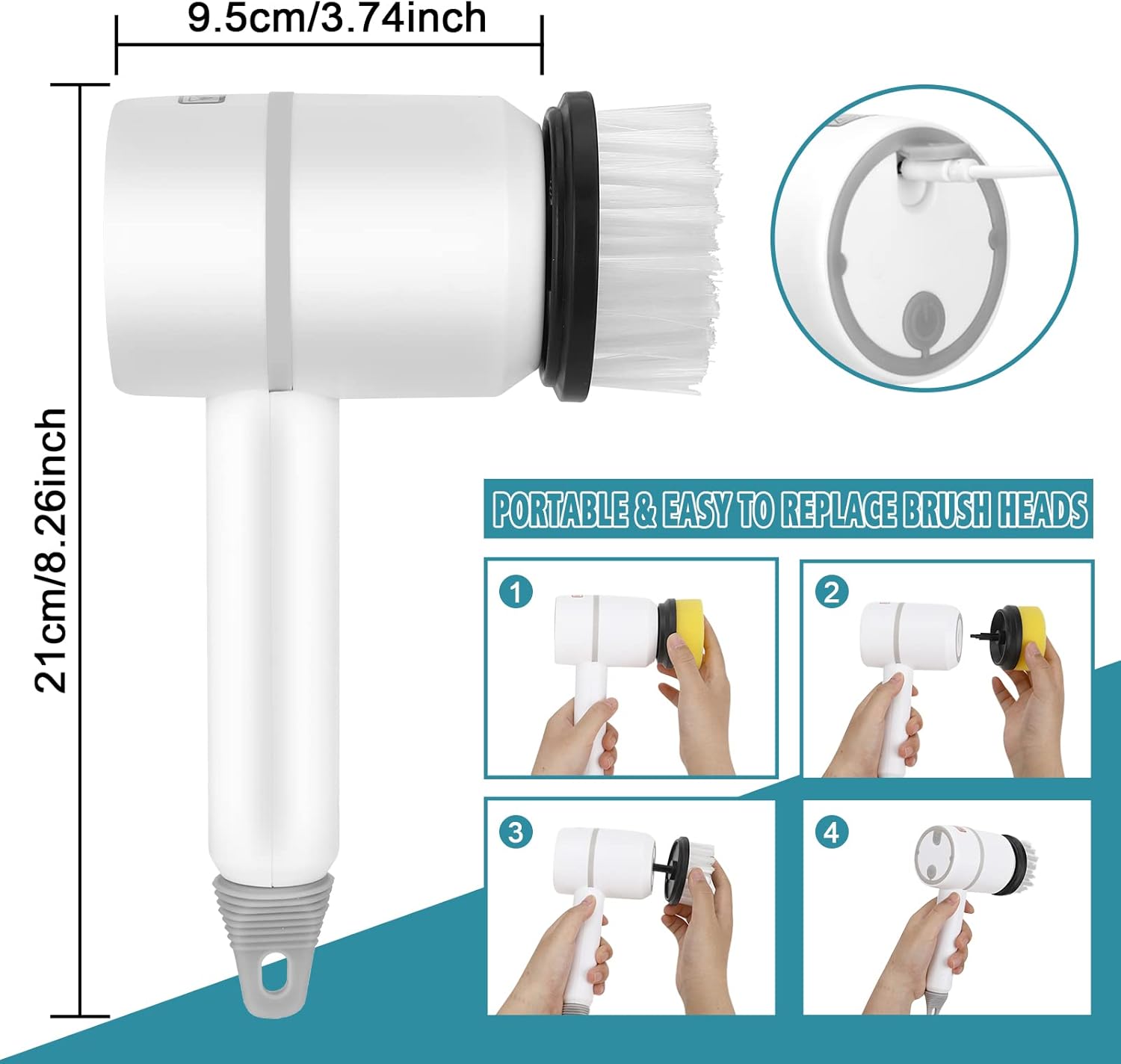 Cordless Electric Scrubber Brush With Rechargeable Battery | Lersk