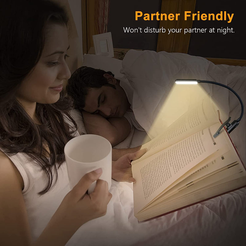 9 LED USB dobíjecí čtecí lampa pro čtení v posteli, šetrná k očím, plynule stmívatelná, s klipem | Lersk