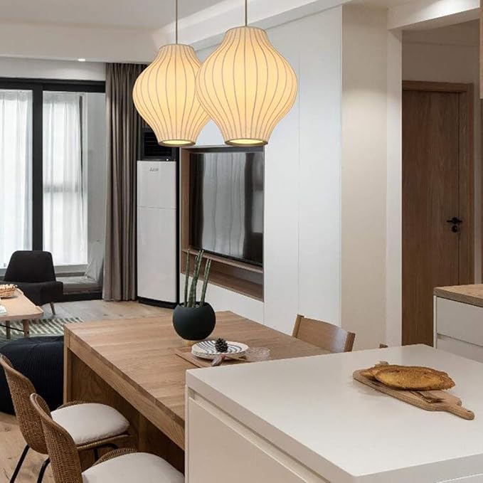 NovaCrest Silk and Steel Pendant Lamp for Modern Interiors | Lersk