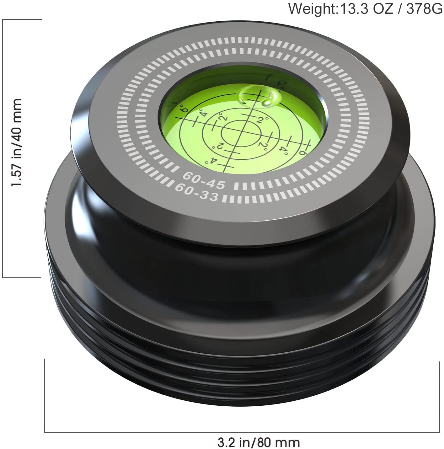 Vinyl Record Weight Stabilizer Clamp with Bubble Level and Soft Base Pad for LP Turntables | Lersk
