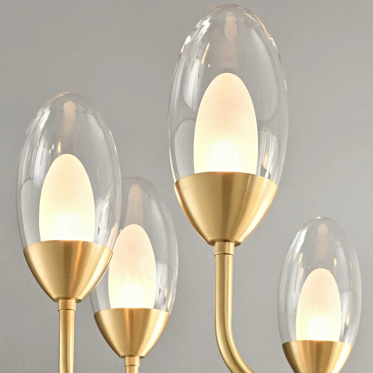 Luksus kobber- og transparent glas lysekrone | Lersk