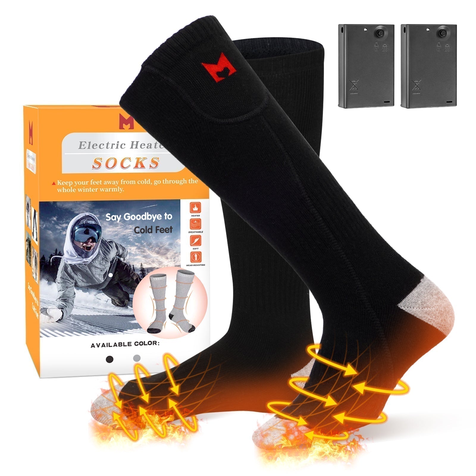 Calze Riscaldate ThermaCharge con Batteria in Nero | Lersk