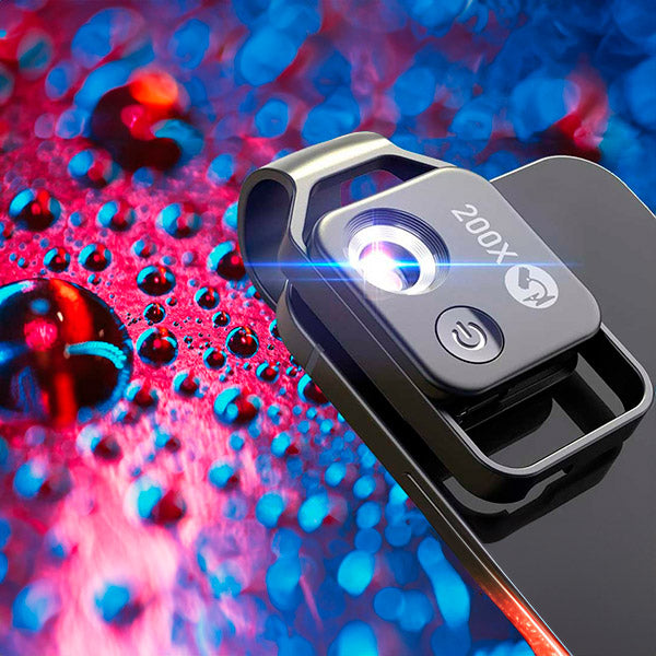 MicroZoom Clip-On Phone Microscope With LED Light And 200x Magnification Lens For Smartphones | Lersk