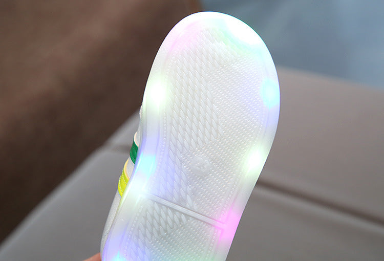 LED-lys børnesneaker med fleksibel sål og velcrolukning, polstret skridsikkert design | Lersk