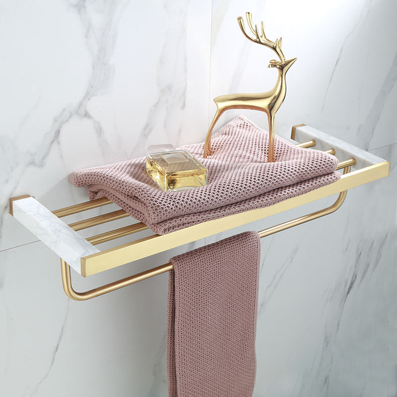 Polished Brass Bathroom Accessory Set Featuring Marble Hardware For Coordinated Bath Decor | Lersk