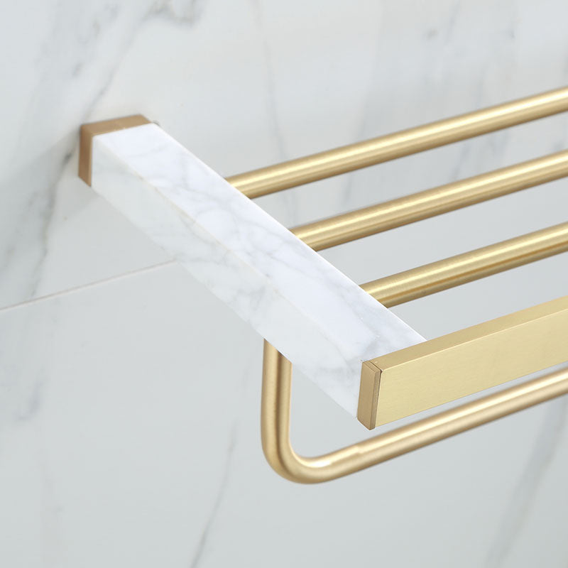 Polished Brass Bathroom Accessory Set Featuring Marble Hardware For Coordinated Bath Decor | Lersk