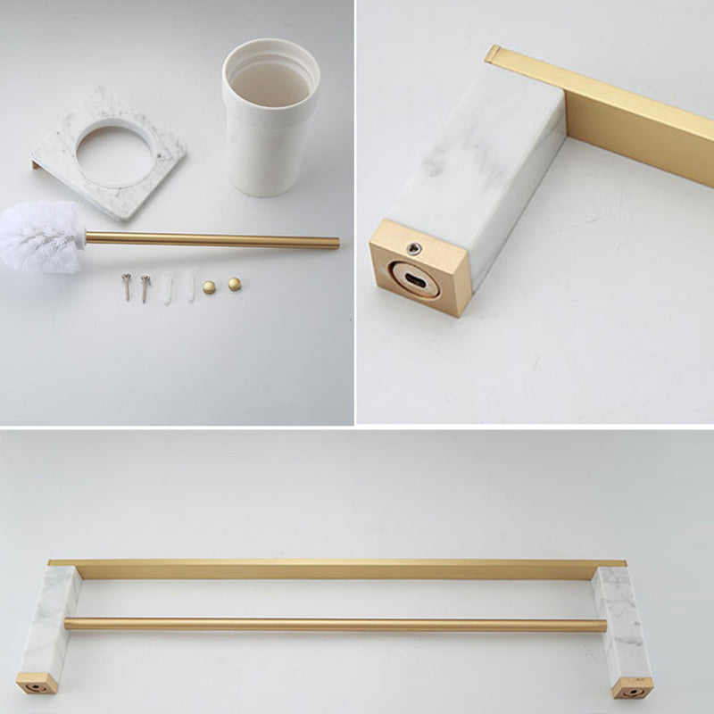 Polished Brass Bathroom Accessory Set Featuring Marble Hardware For Coordinated Bath Decor | Lersk