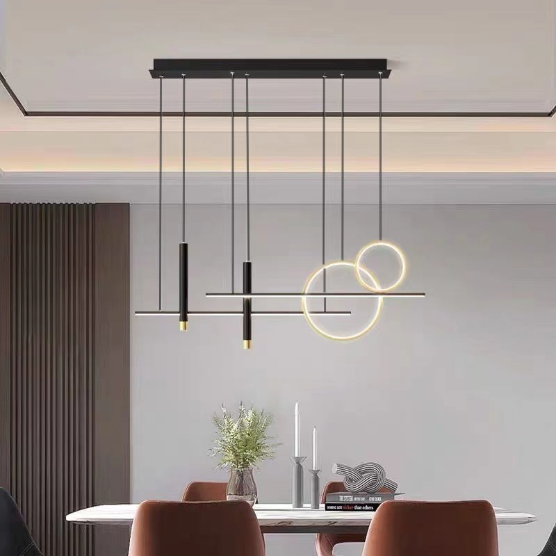 NoirLuxe černý kovový LED lustr do obývacího pokoje | Lersk