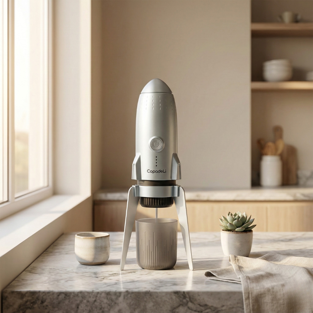 Selbsterhitzende tragbare Espressomaschine für Reisen und den Außenbereich | Lersk