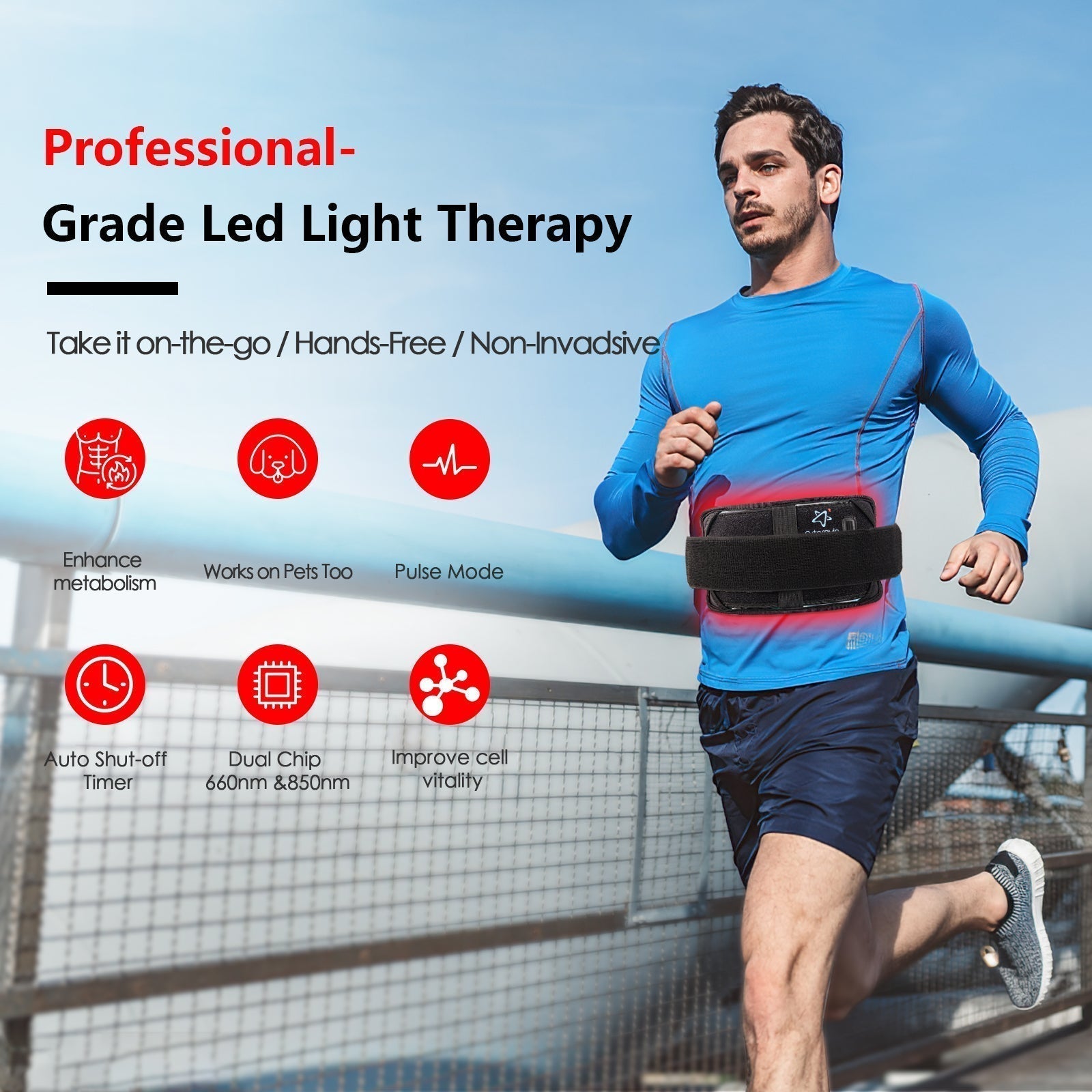 Ceinture de thérapie infrarouge LumaCore pour soulagement de la douleur, 60 LED | Lersk