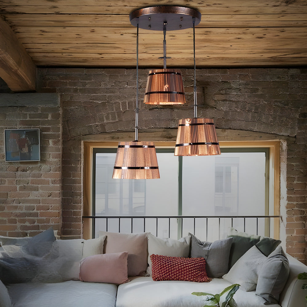 CaskGlow Wooden Bucket Pendant Light for Bars and Cafes | Lersk