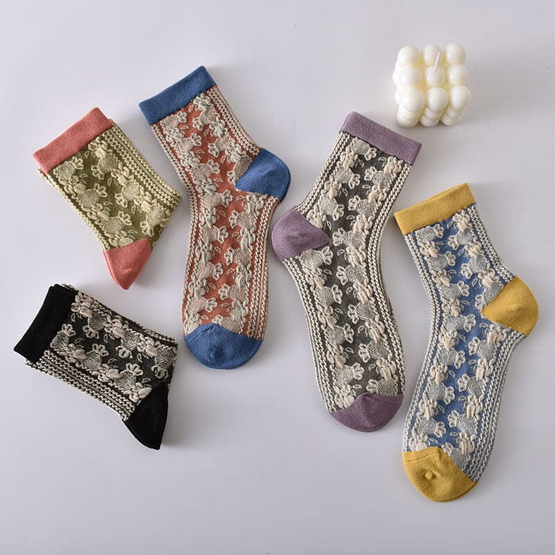 Damen Baumwollsocken mit Blumenmuster, 10 Paar, für den Alltag und Freizeitoutfits | Lersk