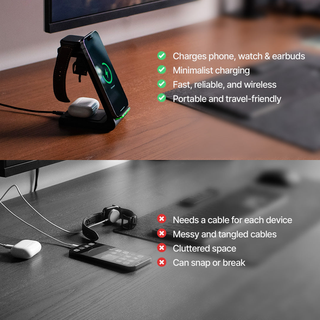 NexaDock 3v1 Rychlá Nabíječka pro Telefon, Hodinky a Sluchátka | Lersk