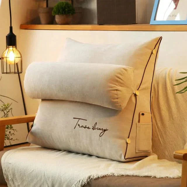 Wedge Back Support Pillow With Neck Roll For Reading, Working And Lounging On Any Chair Or Bed | Lersk
